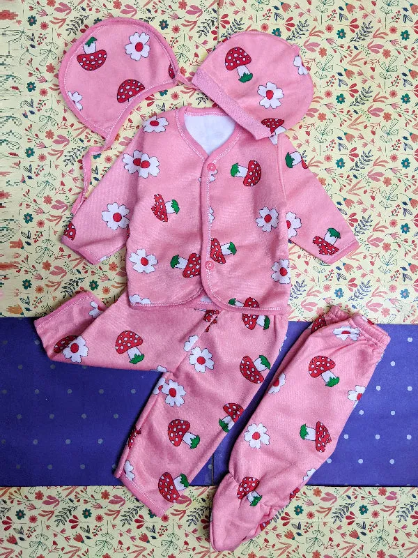 0Mth - 4Mth Pink 5Pcs Fleece Suit For Newborn BG NBGS55