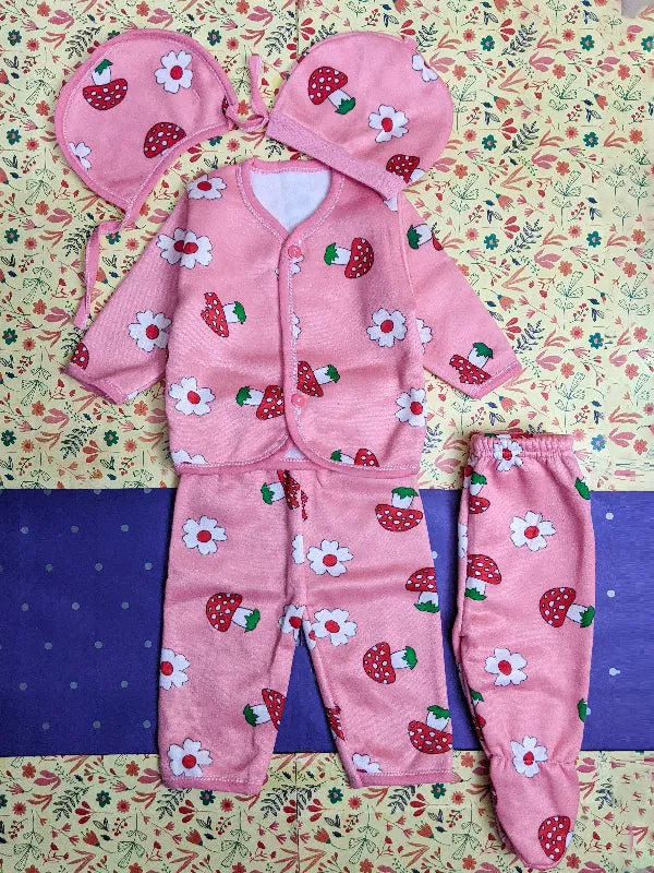 0Mth - 4Mth Pink 5Pcs Fleece Suit For Newborn BG NBGS55