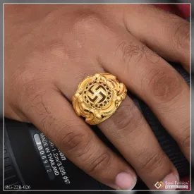 1 Gram Gold Forming Swastik Fancy Design High-quality Ring For Men - Style B026