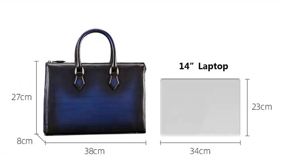 14 inch Imported Vintage Leather Laptop Briefcase Bag