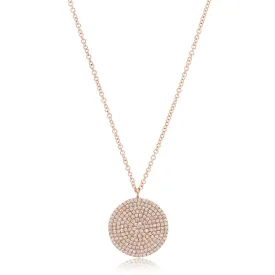 14K Rose Gold Large Diamond Disc Pendant