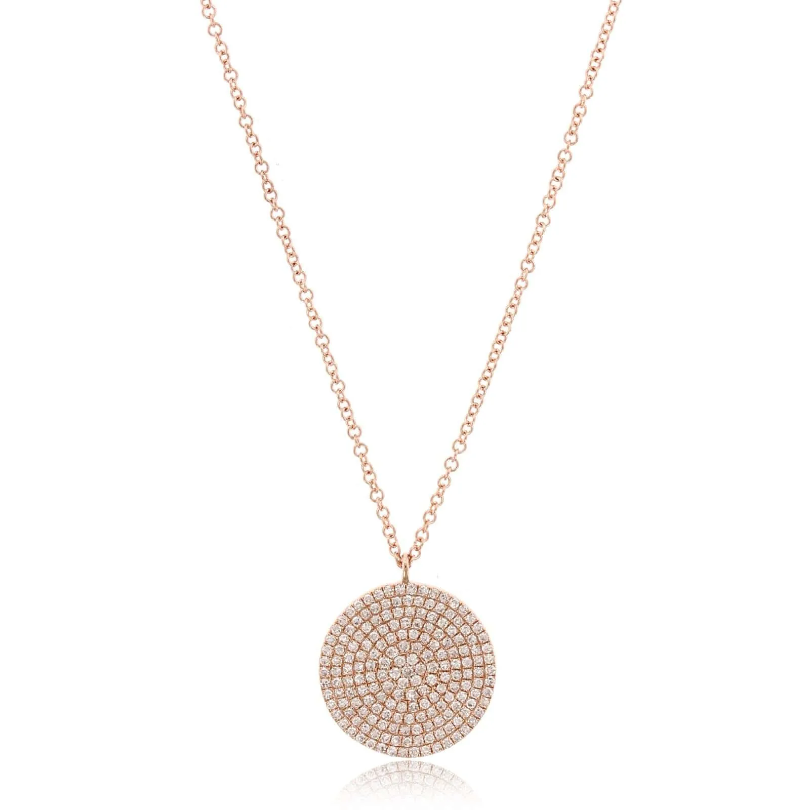 14K Rose Gold Large Diamond Disc Pendant