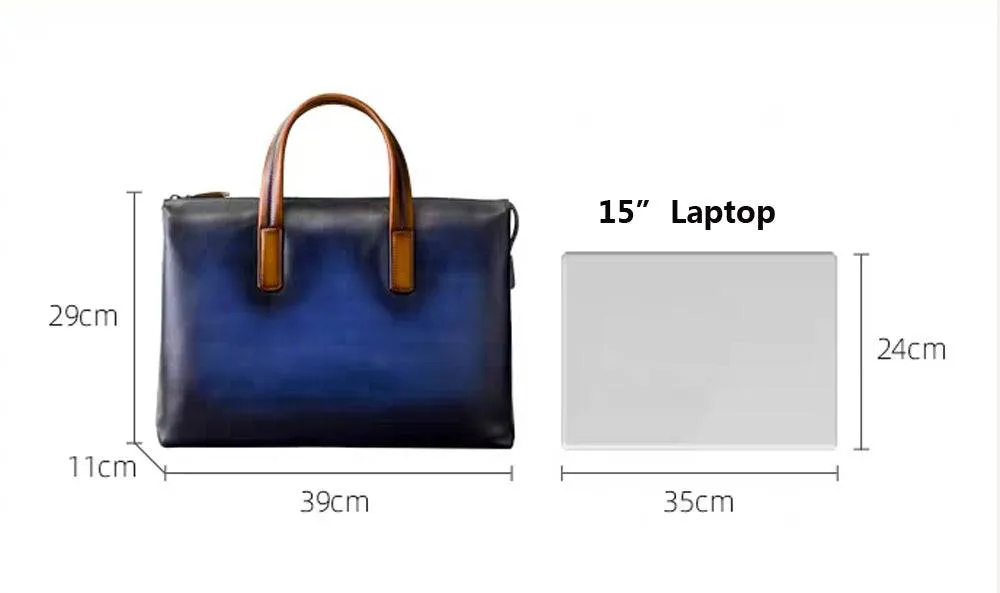 15inch Vintage Leather Laptop Briefcase Bag