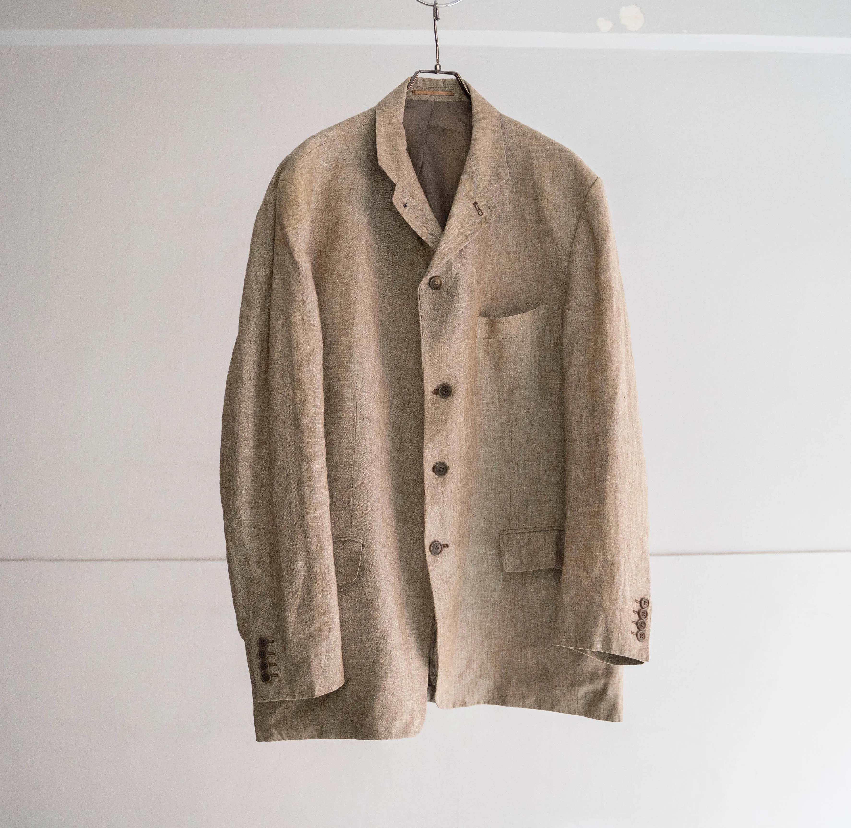 1990-00s Ucraina linen tailored jacket -changes collar-