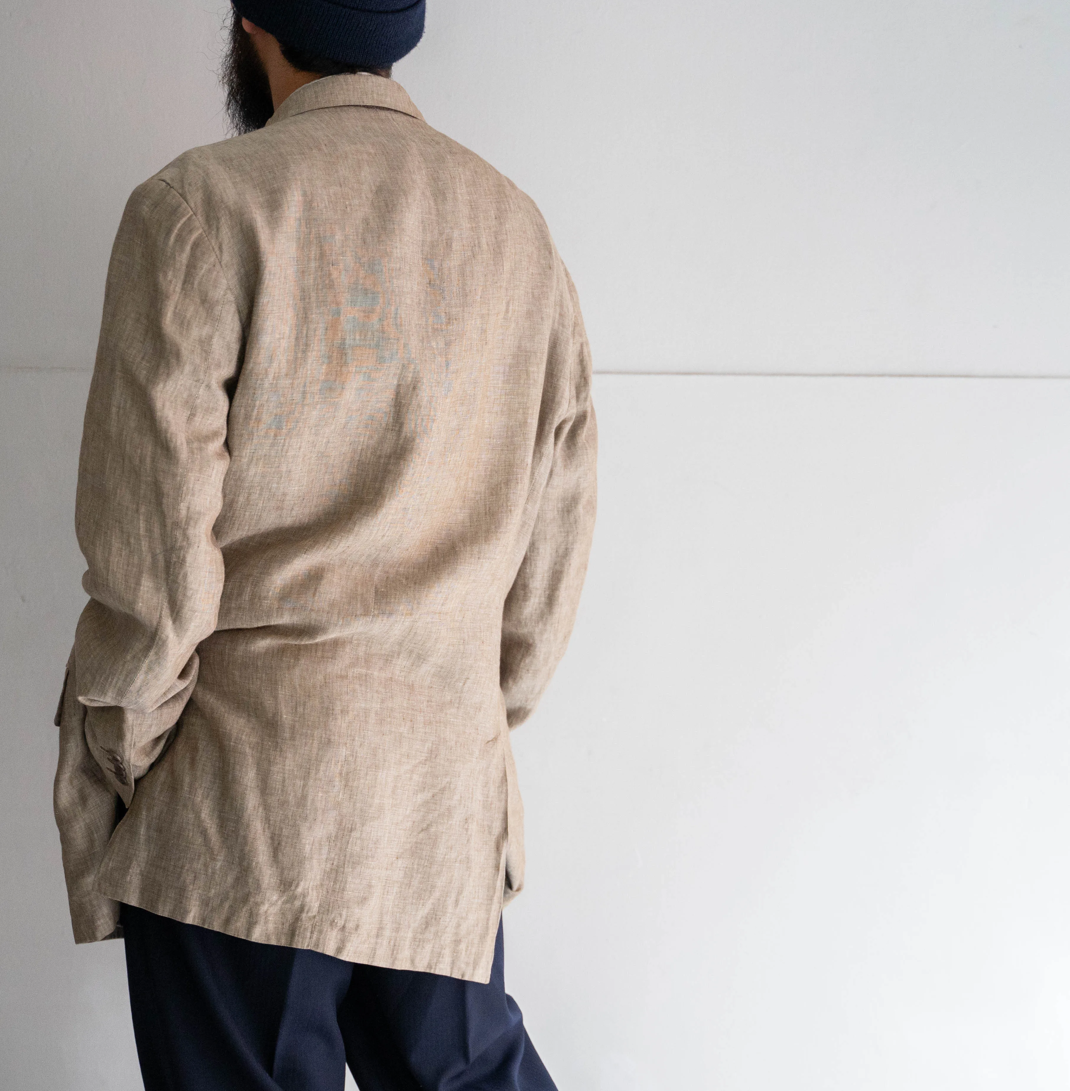 1990-00s Ucraina linen tailored jacket -changes collar-