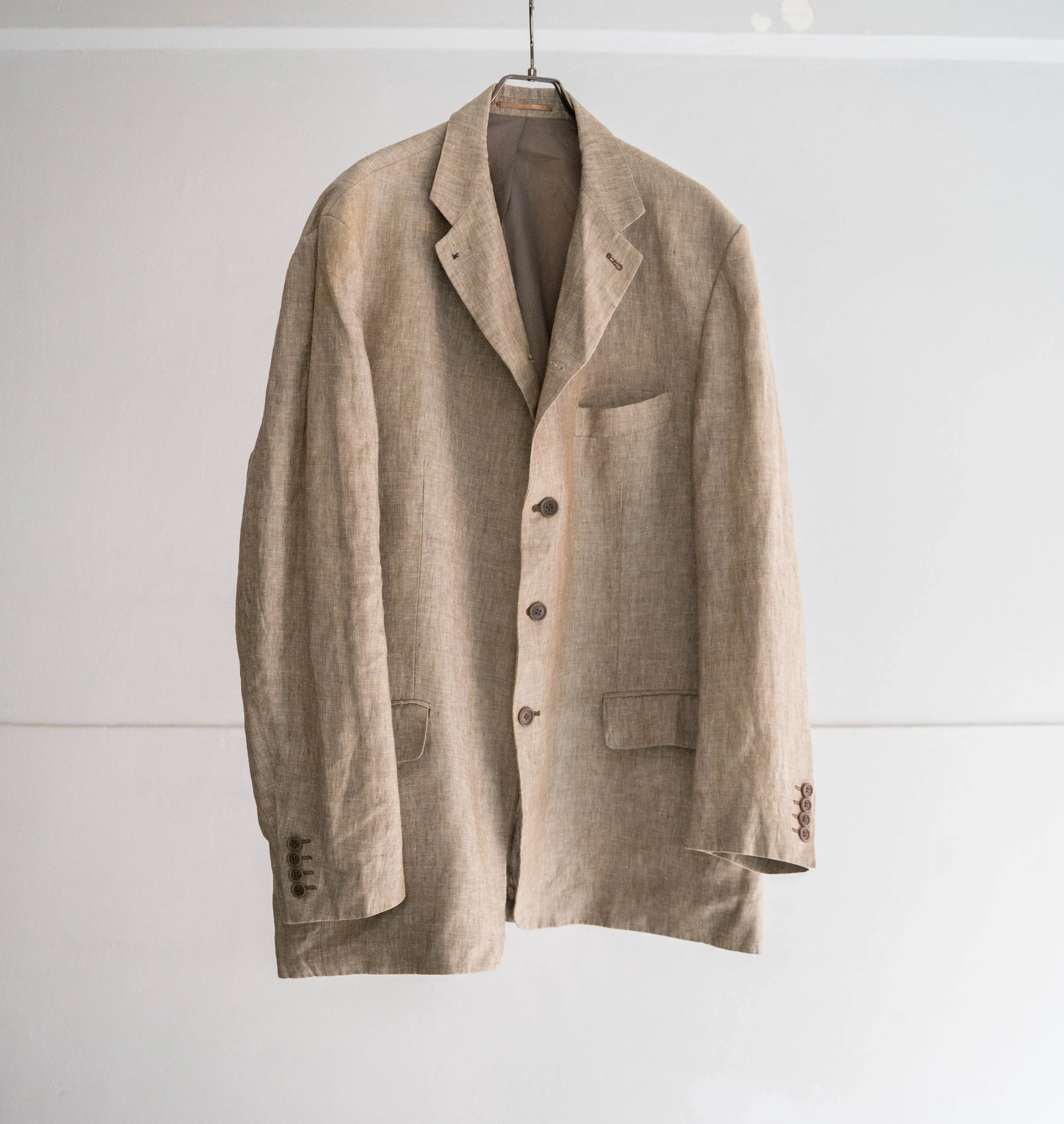 1990-00s Ucraina linen tailored jacket -changes collar-