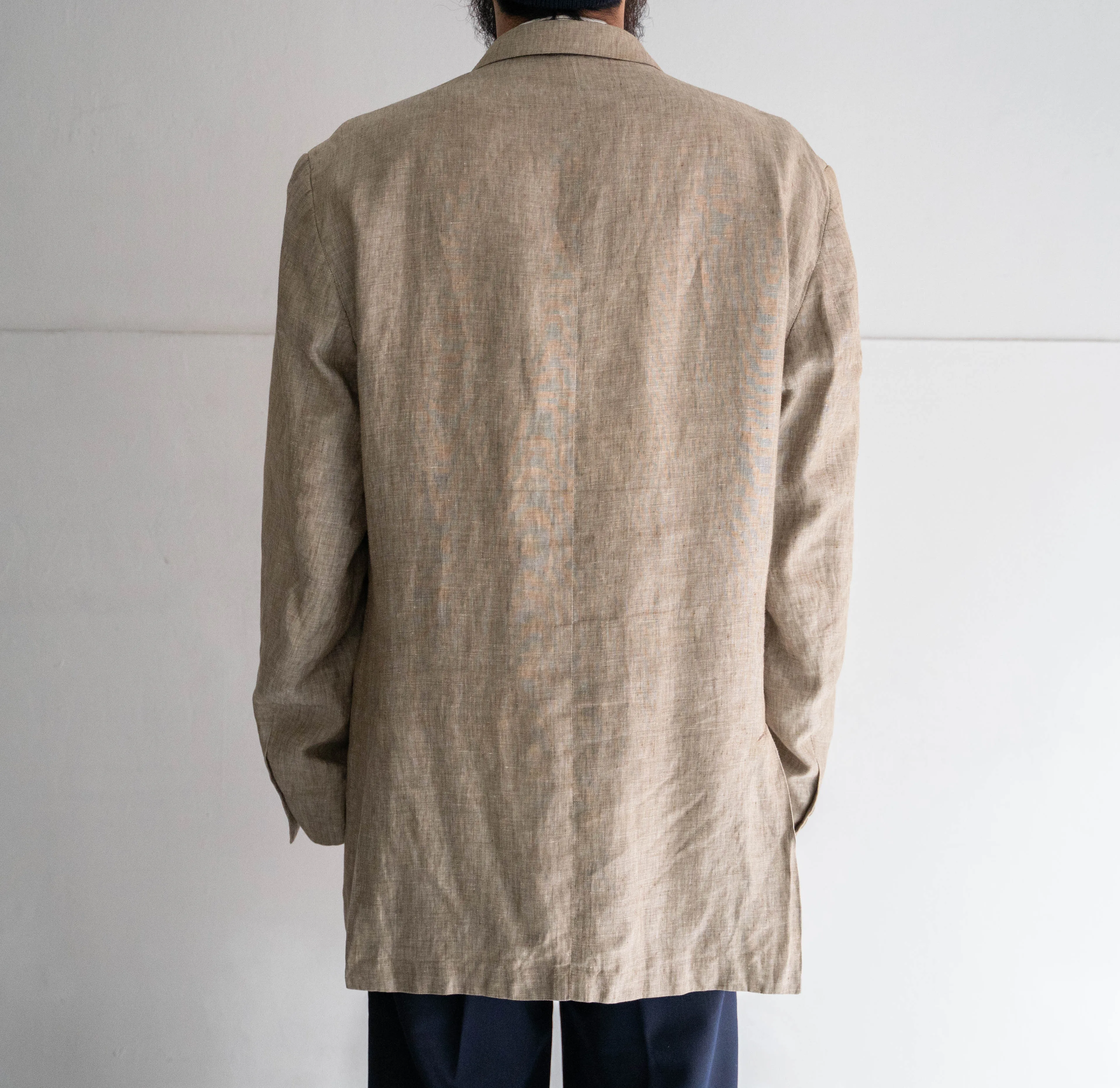 1990-00s Ucraina linen tailored jacket -changes collar-