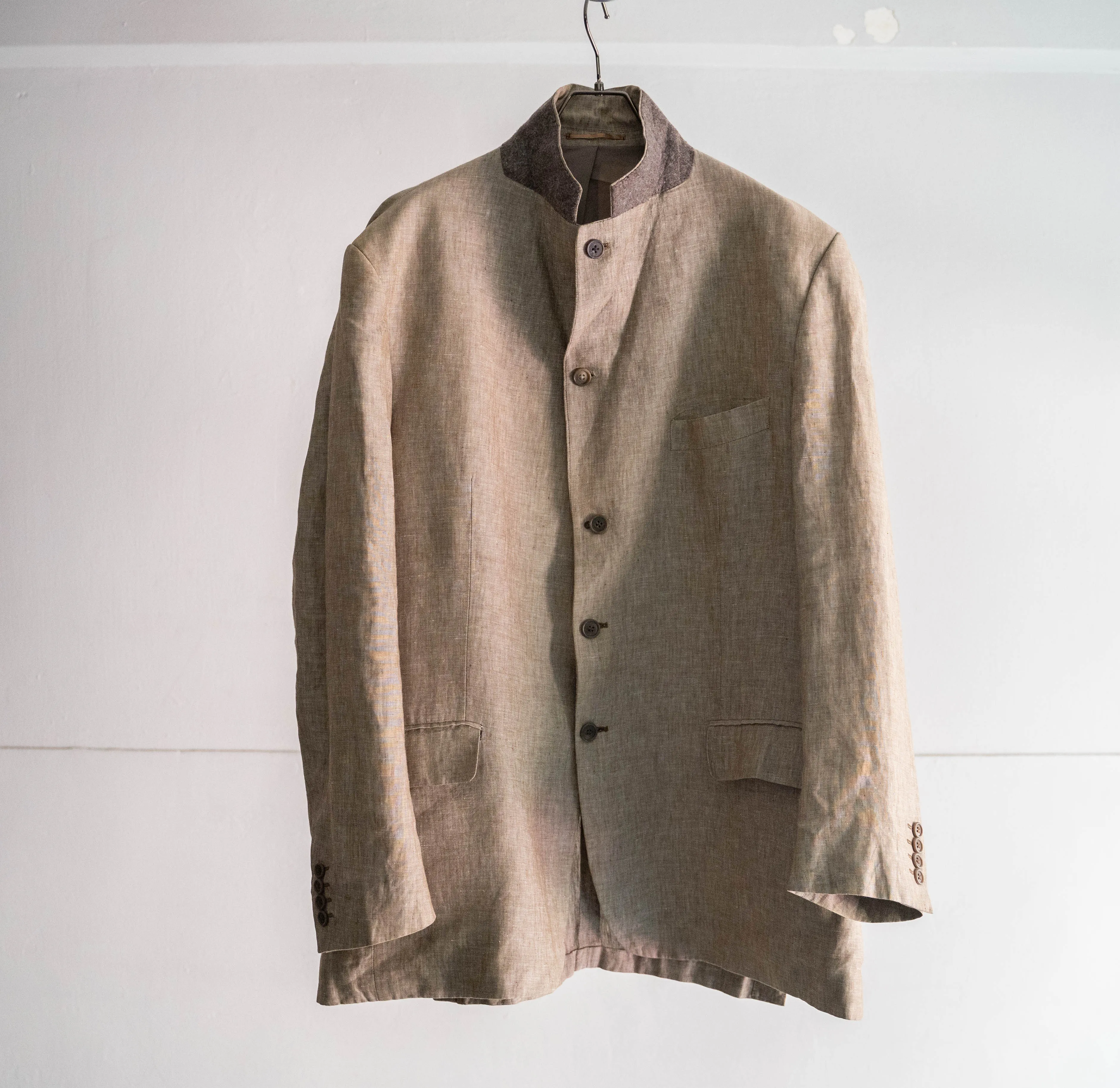 1990-00s Ucraina linen tailored jacket -changes collar-