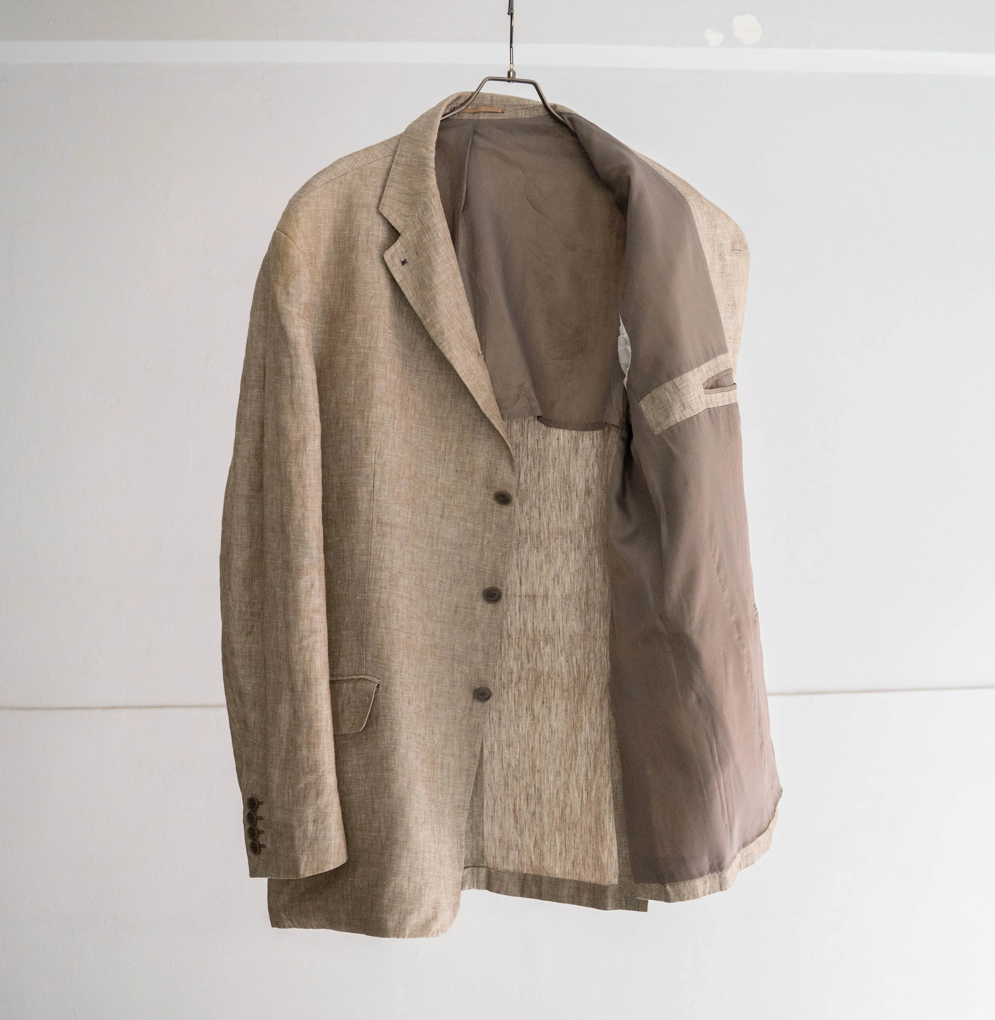 1990-00s Ucraina linen tailored jacket -changes collar-