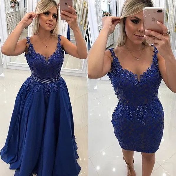 2 in 1 Prom Dress Removable Skirt, Evening Dress ,Winter Formal Dress, Pageant Dance Dresses, Graduation School Party Gown, PC0100