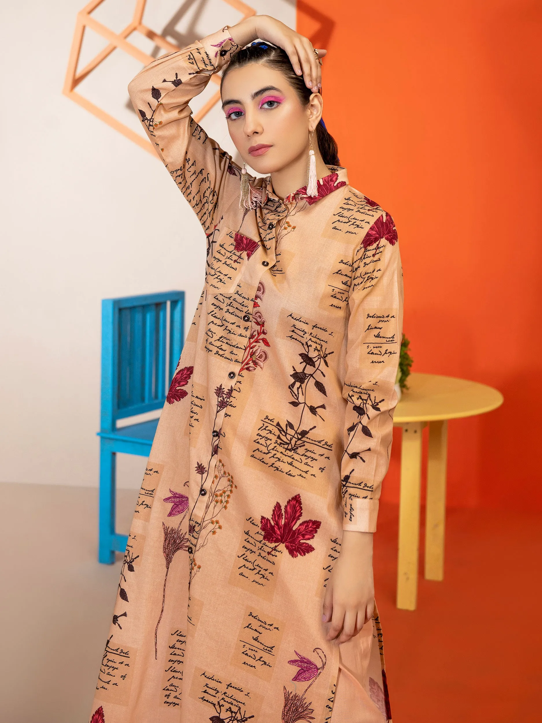 2 Piece Khaddar Suit-Printed (Unstitched)