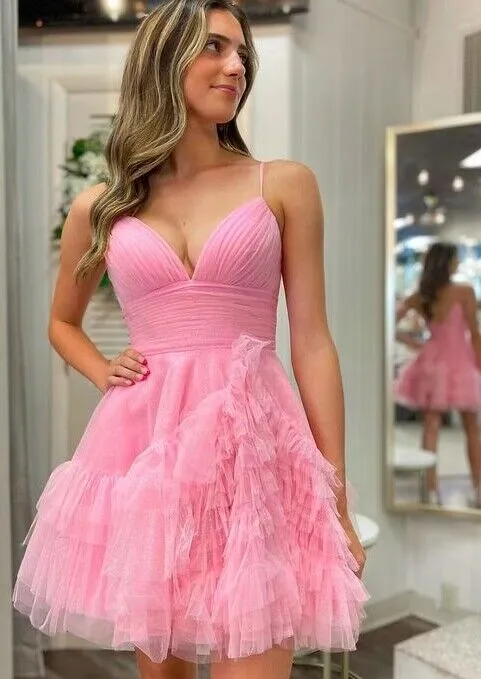 2023 A-line Sparkly Tulle Homecoming Dresses PC1133