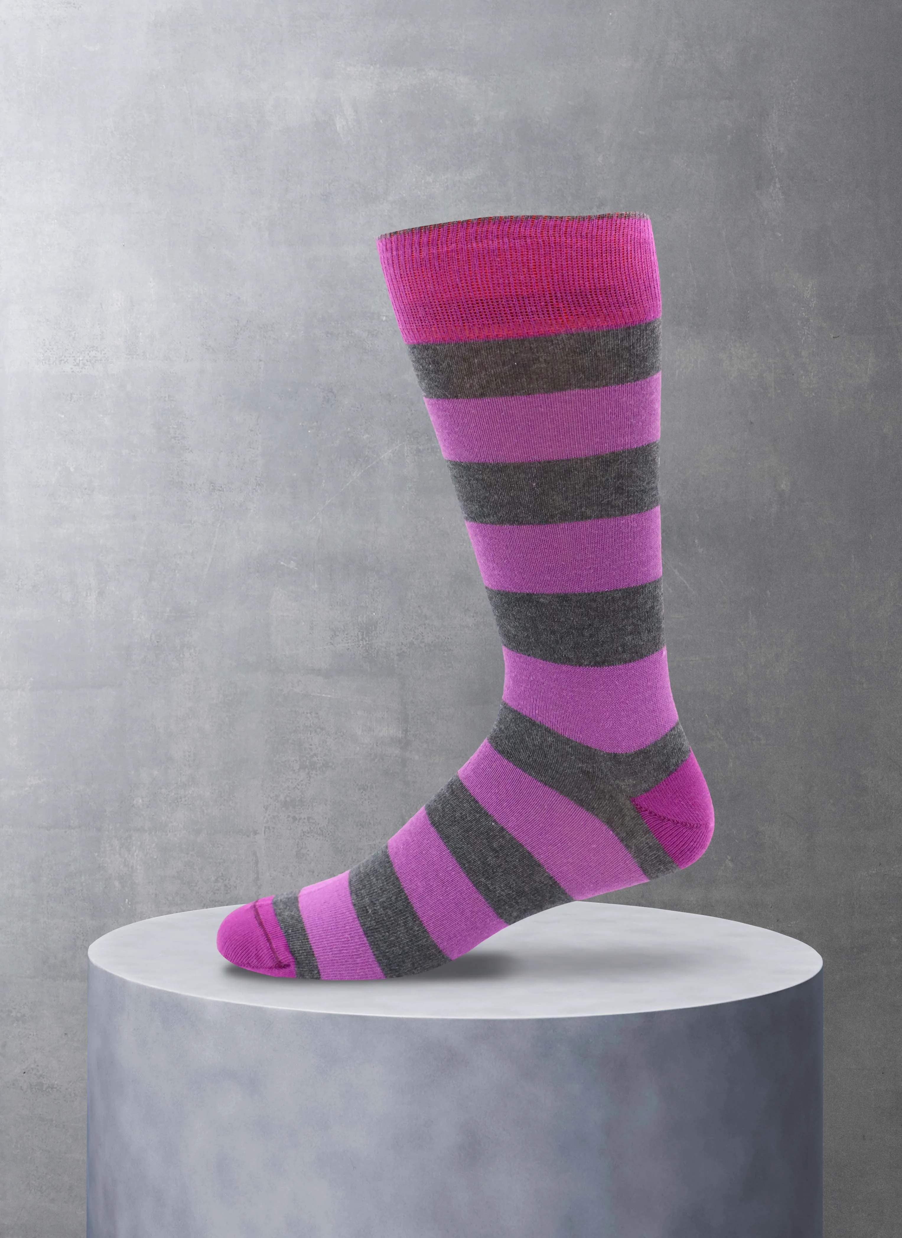 3 Pack Assorted  Cotton Socks in Black, Fuchsia and Purple