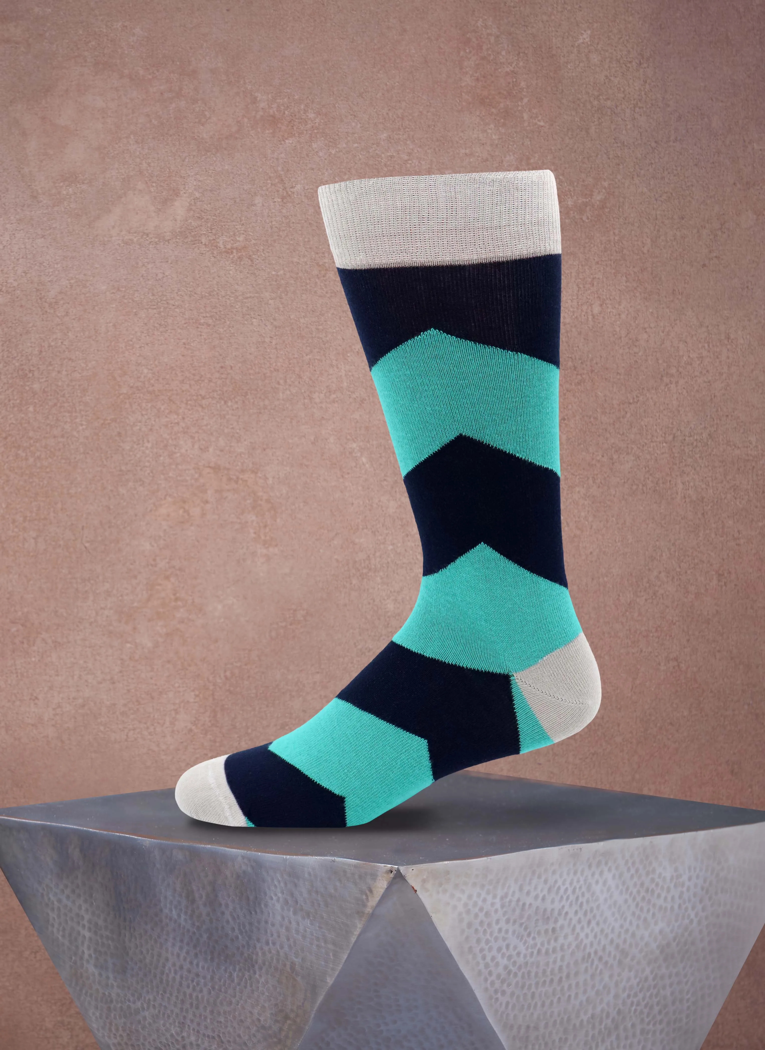 3 Pack Assorted Cotton Socks in Teal, Black and Grey