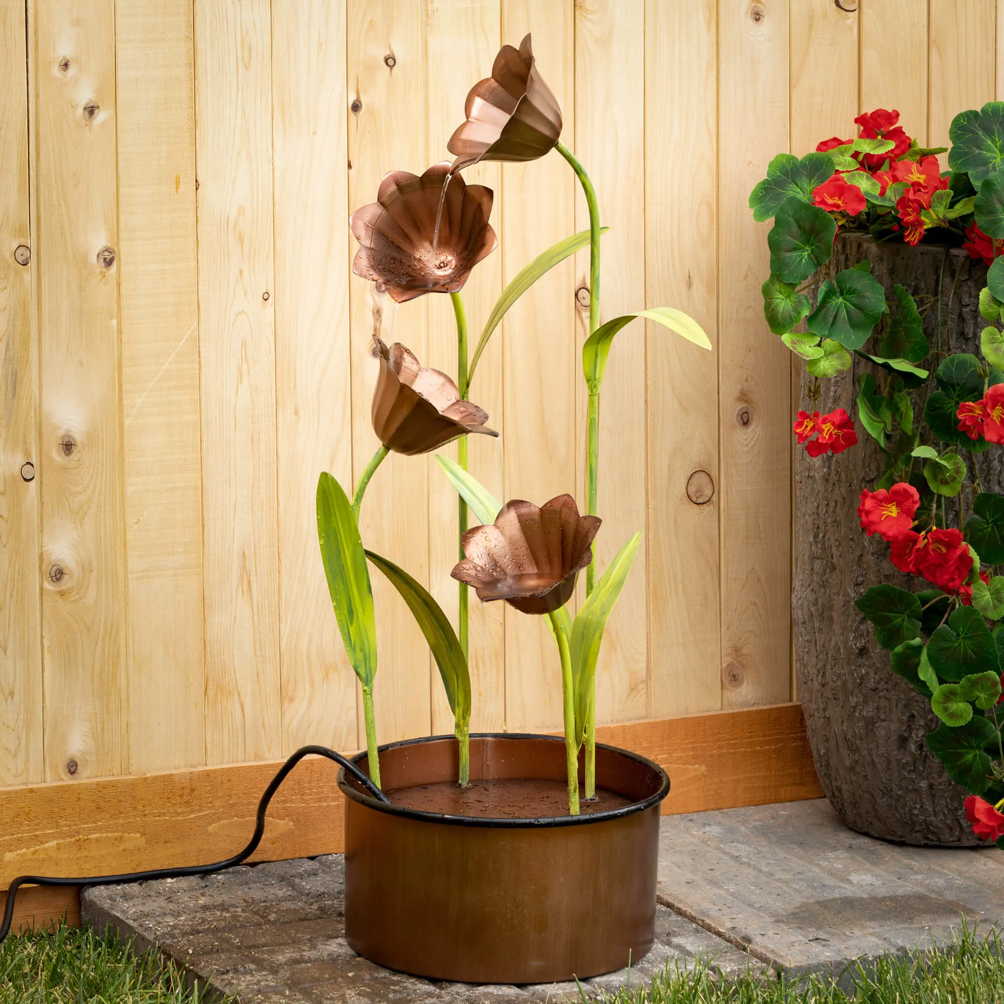 30"H Sullivans Copper Cala Lily Fountain, Copper