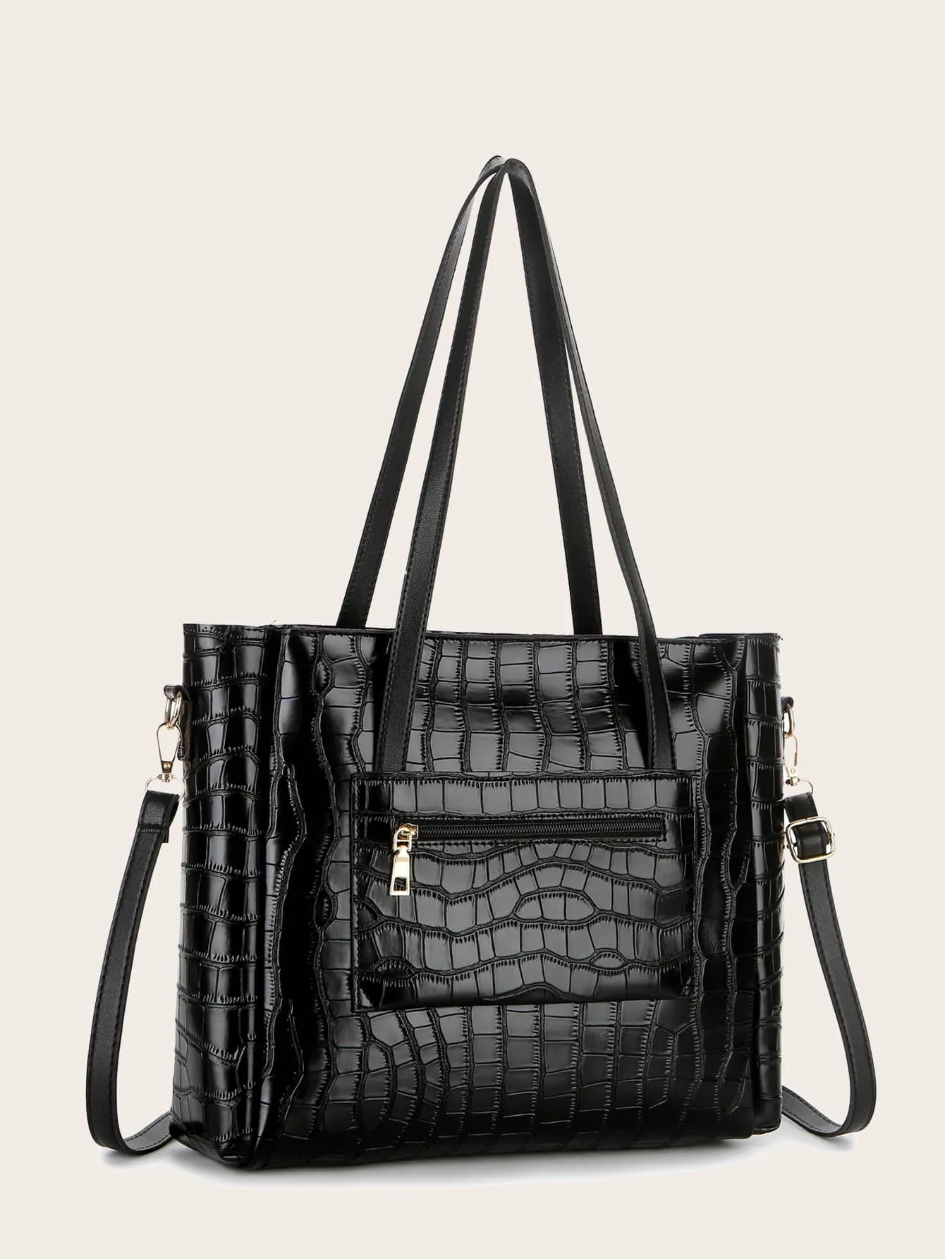 3pcs Croc Embossed Tote Bag Set