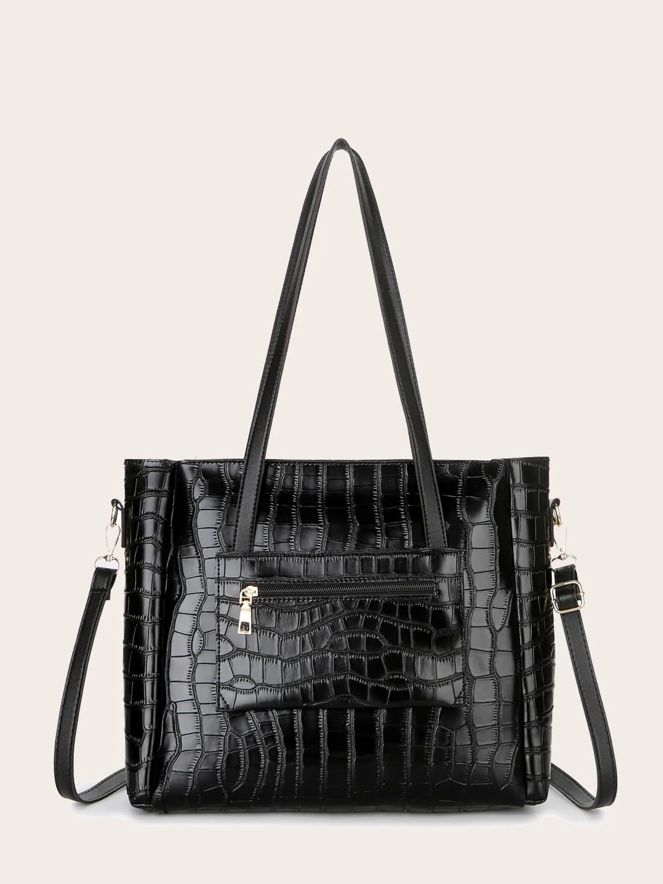 3pcs Croc Embossed Tote Bag Set