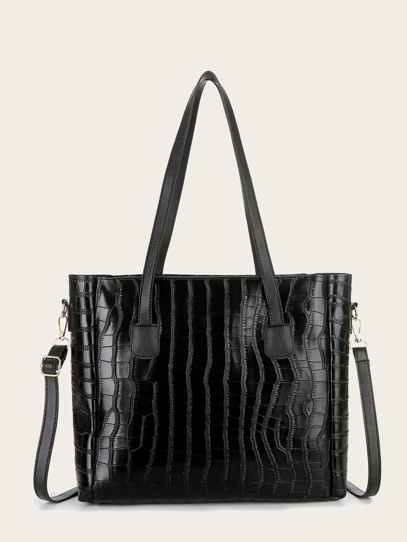 3pcs Croc Embossed Tote Bag Set