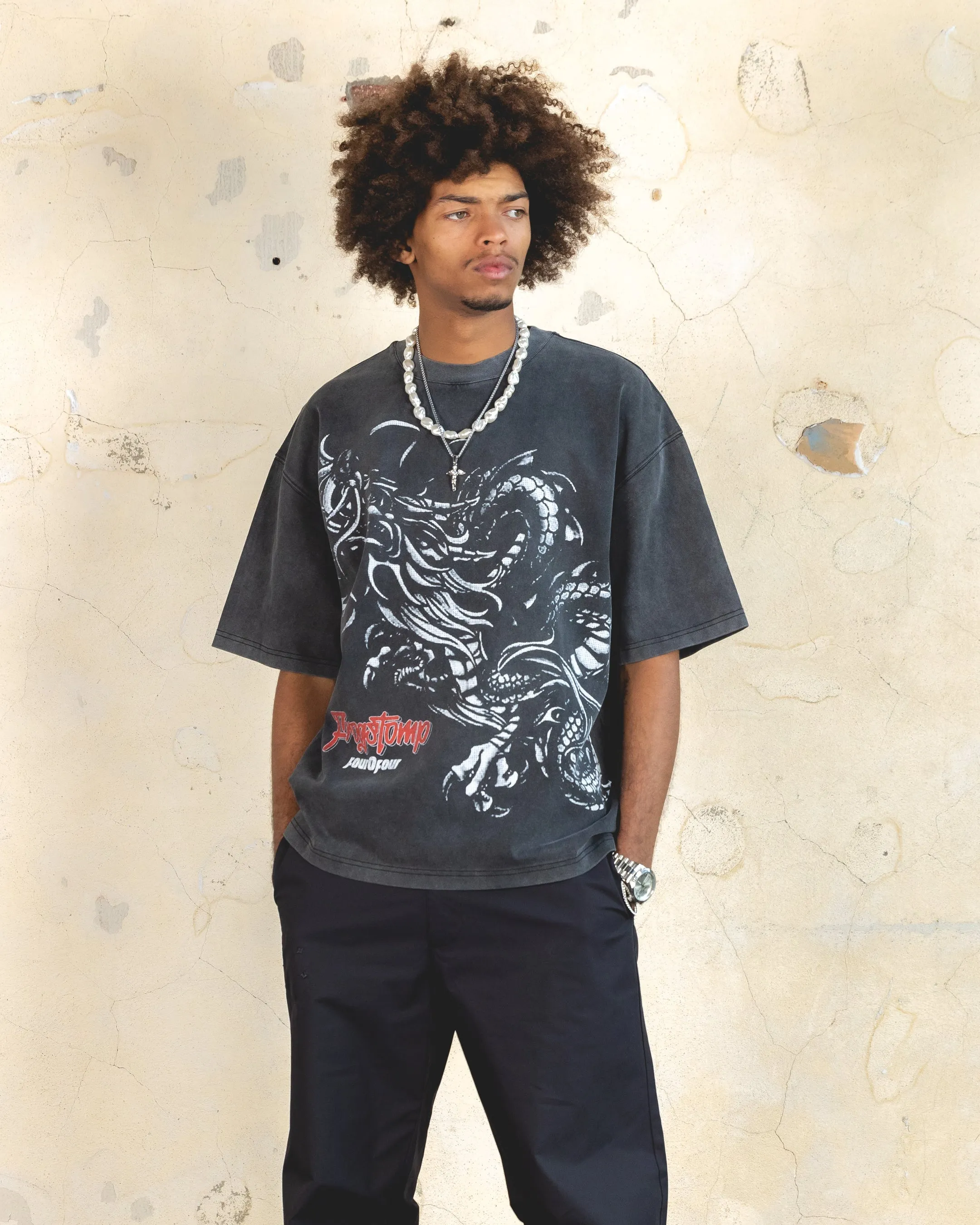 404 Dragon Vintage T-Shirt Vintage Charcoal