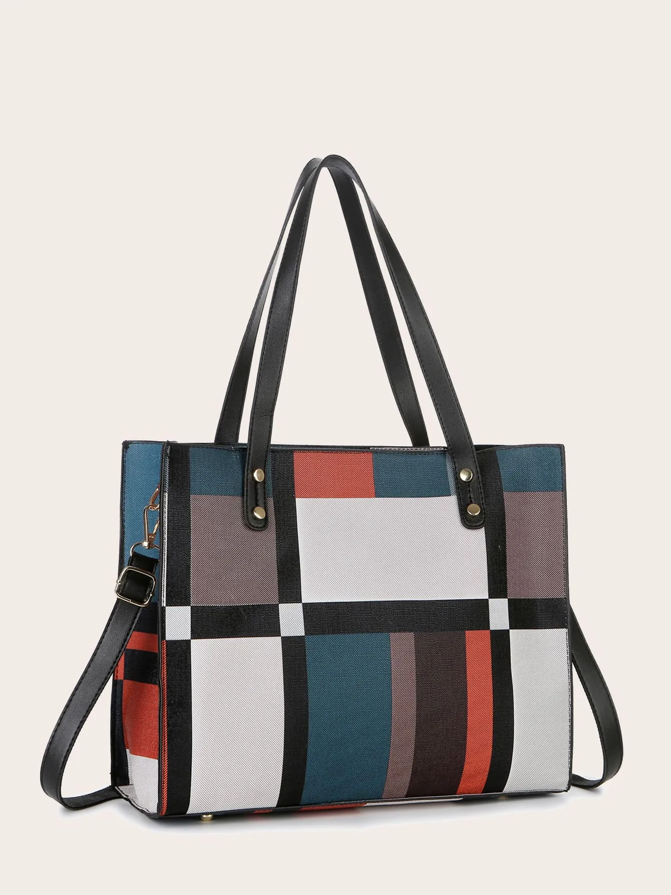 4pcs Color Block Tote Bag Set