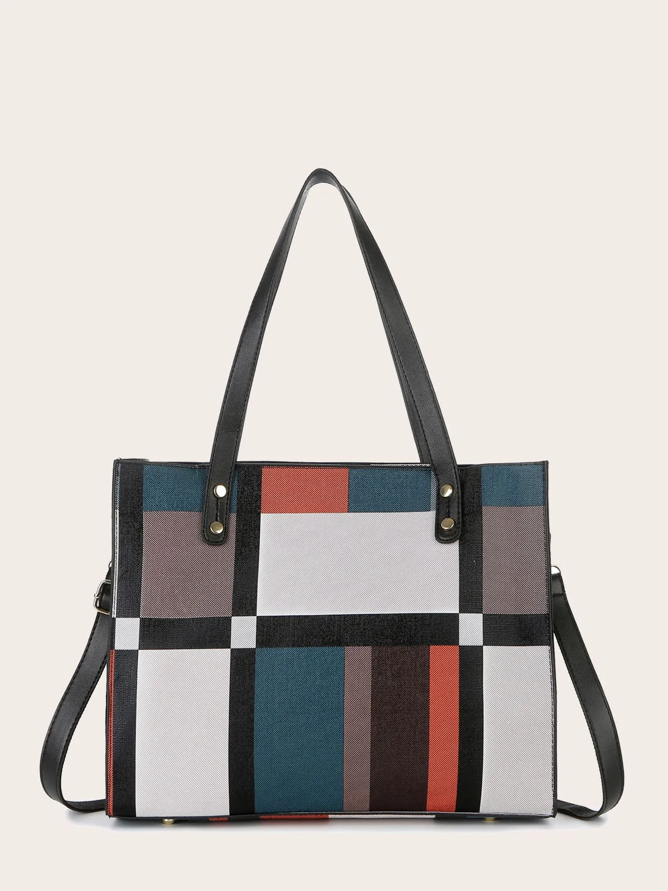 4pcs Color Block Tote Bag Set