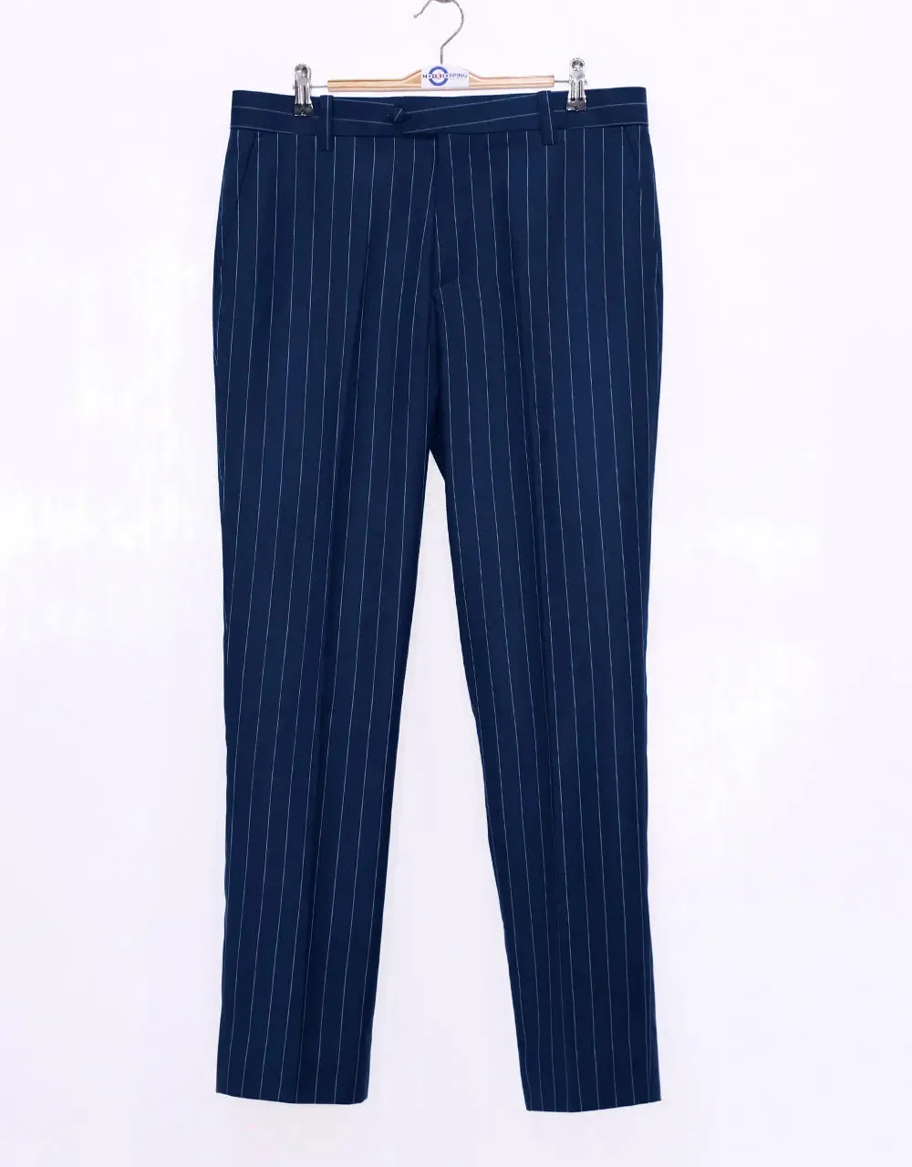 60s Mod Style Navy Blue Pinstripe Suit