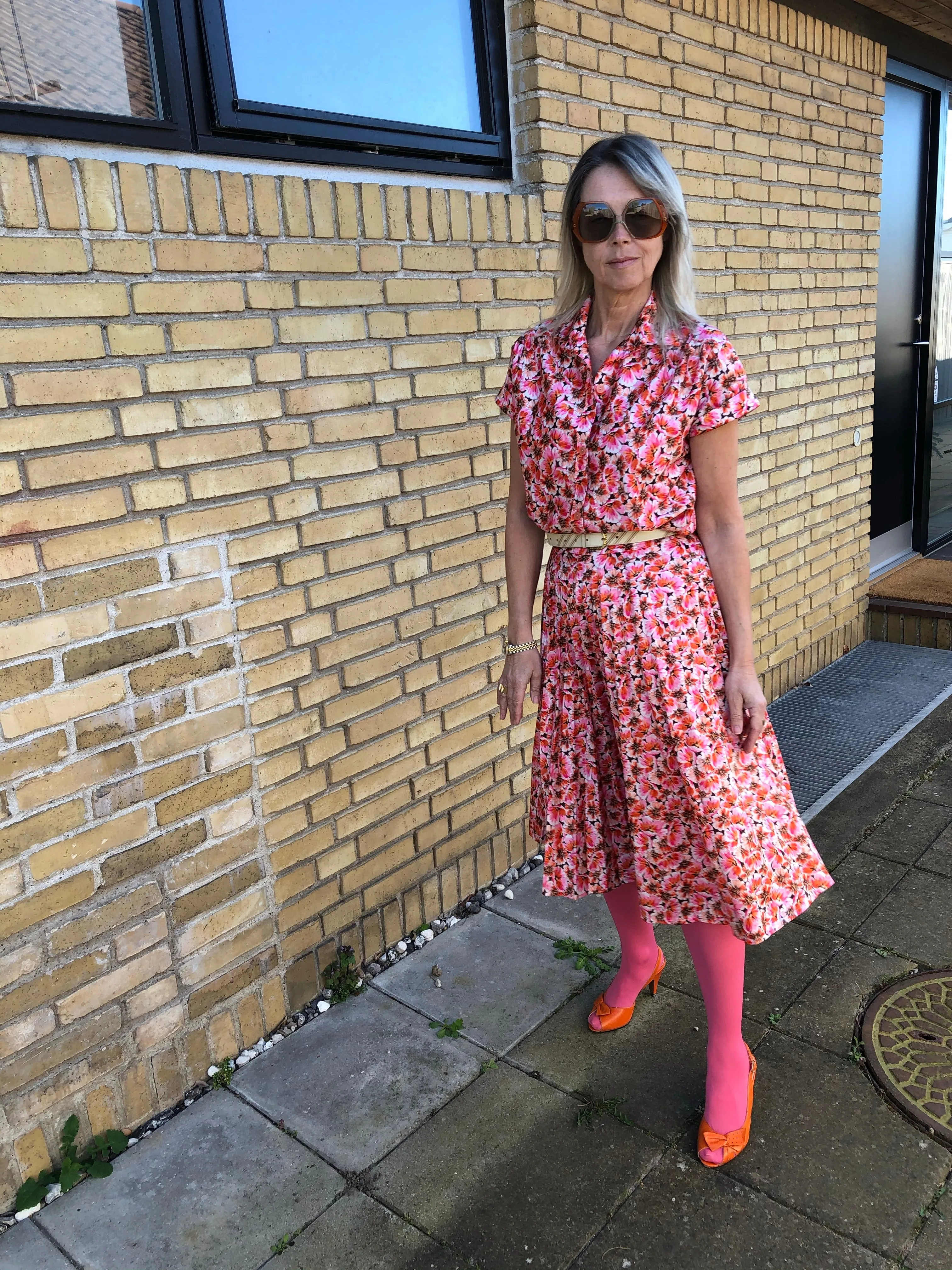 70s Floral Print Skirt and Shirt Suit