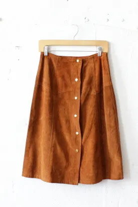 70s Suede Snap Skirt S/M