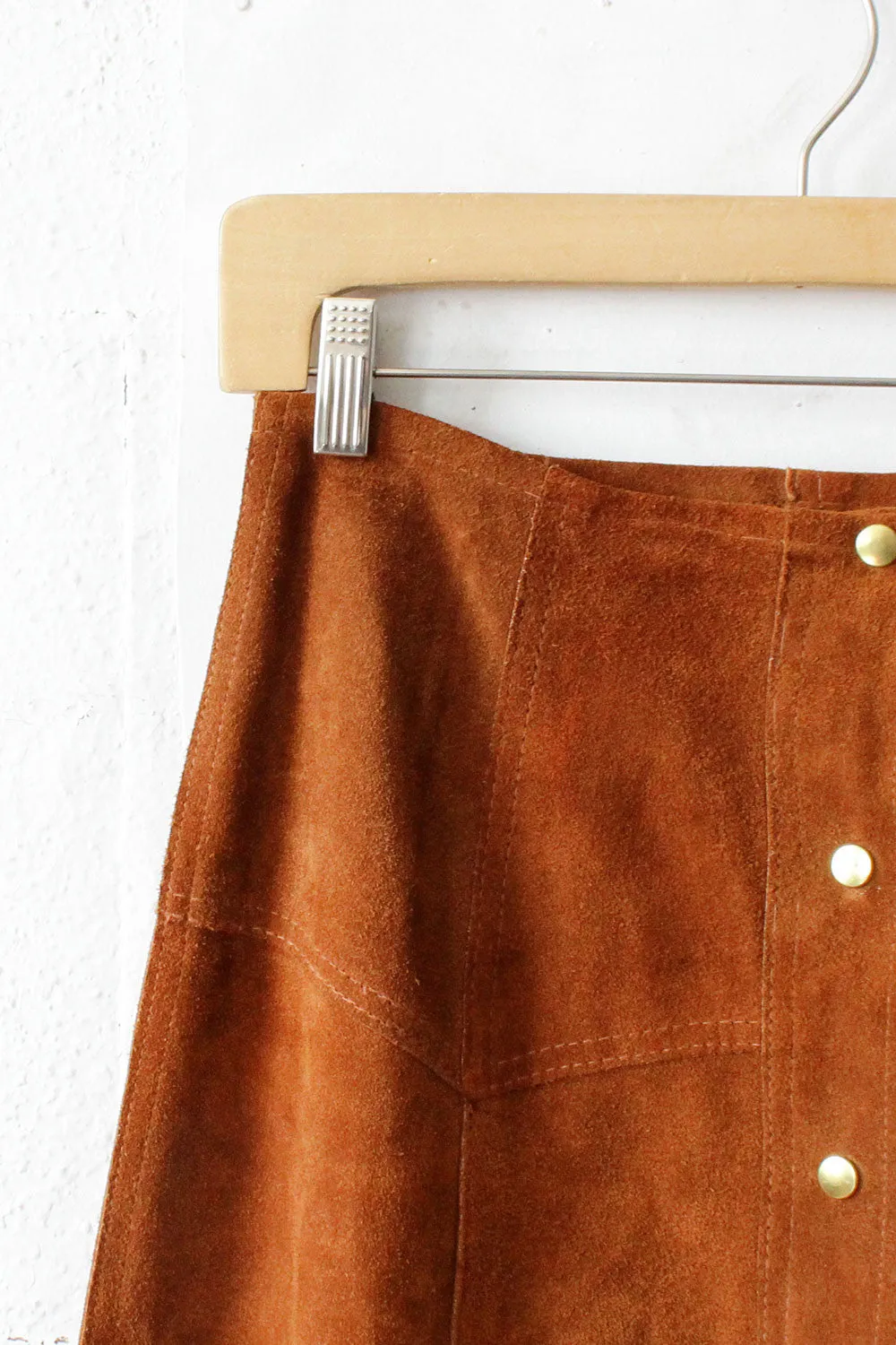 70s Suede Snap Skirt S/M