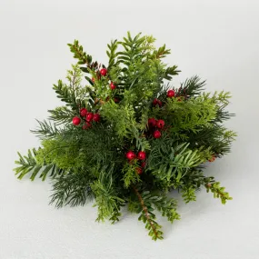 7"H Sullivans Pine And Berry Orb, Green