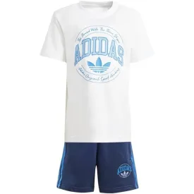 adidas Originals White/Night Indigo Shorts Tee Set