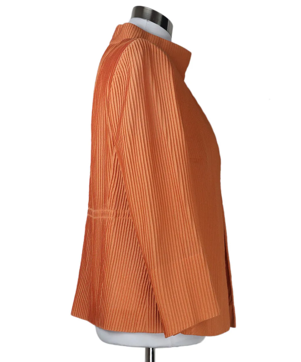 Akris Pleated Orange Silk Jacket sz 12