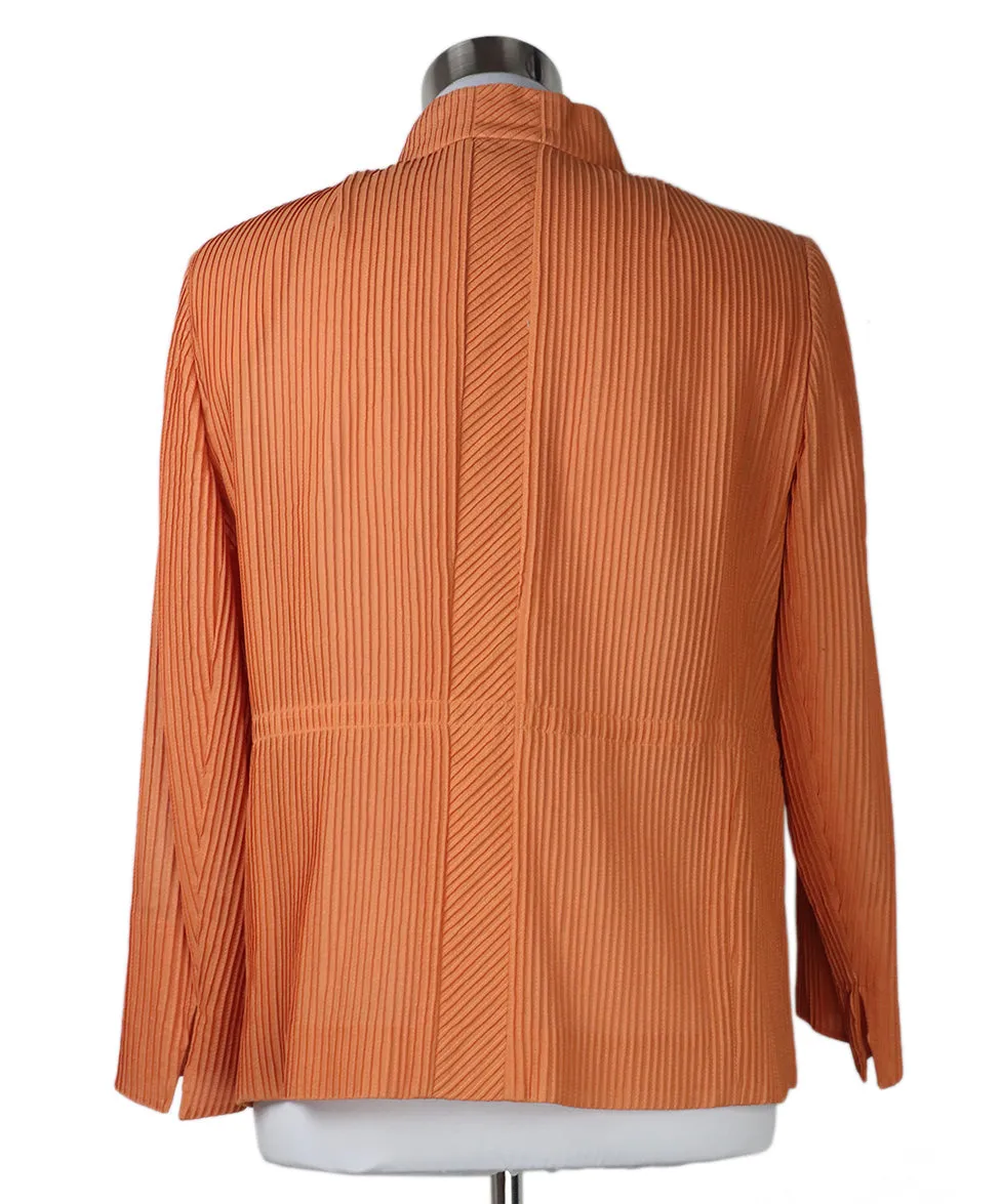 Akris Pleated Orange Silk Jacket sz 12