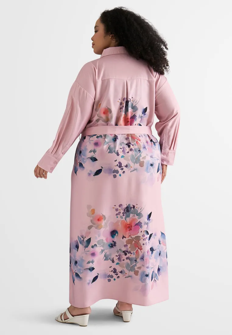 Alexa Floral Belted Long Shirt Dress