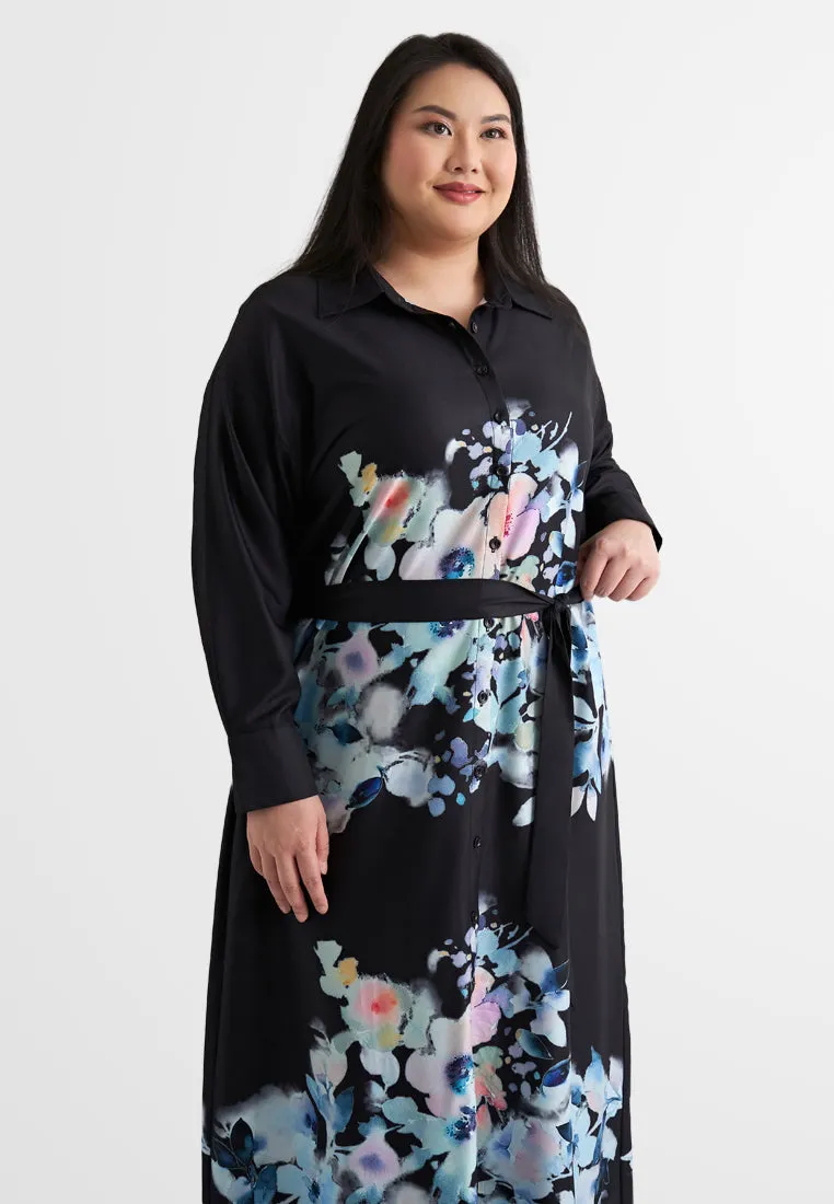 Alexa Floral Belted Long Shirt Dress