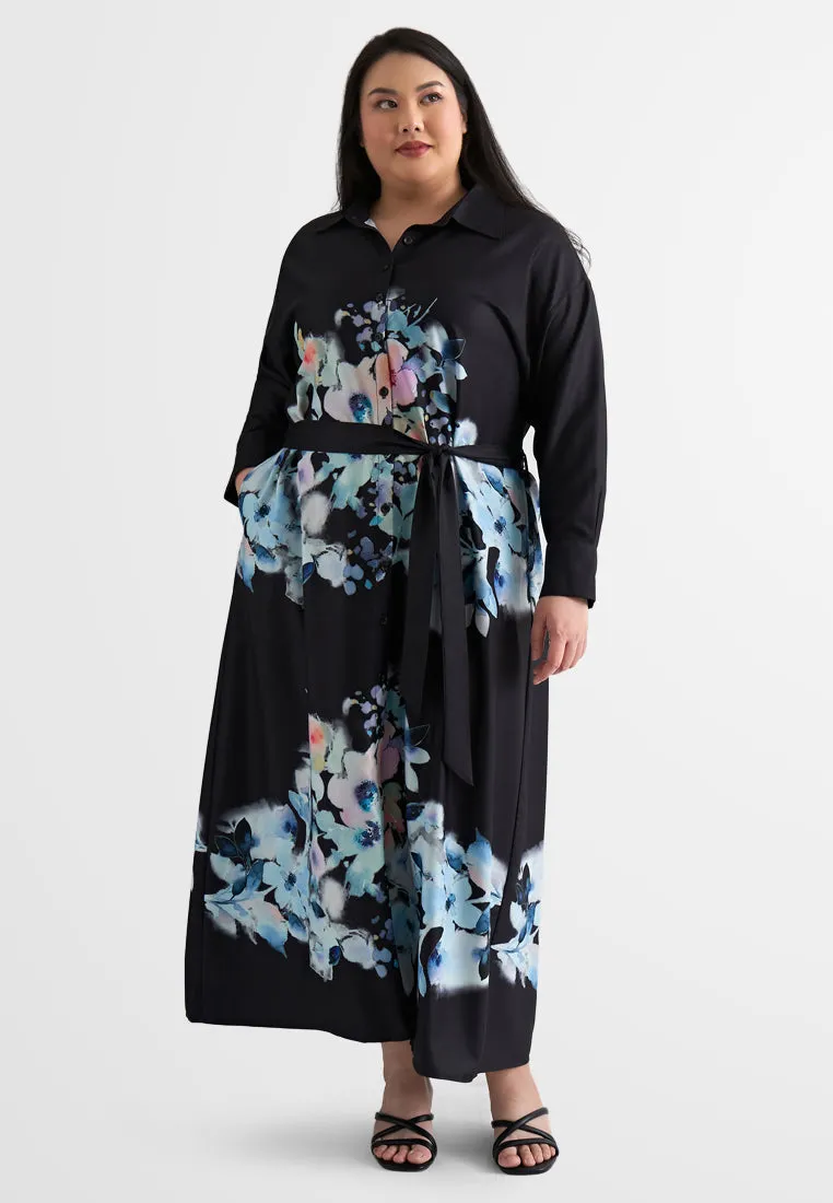 Alexa Floral Belted Long Shirt Dress