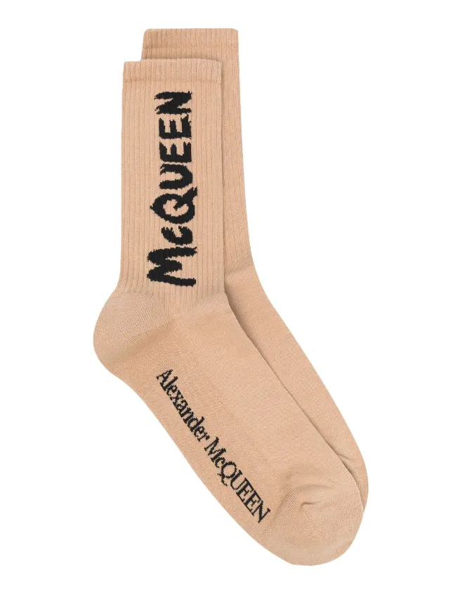 Alexander McQueen logo-print ribbed socks