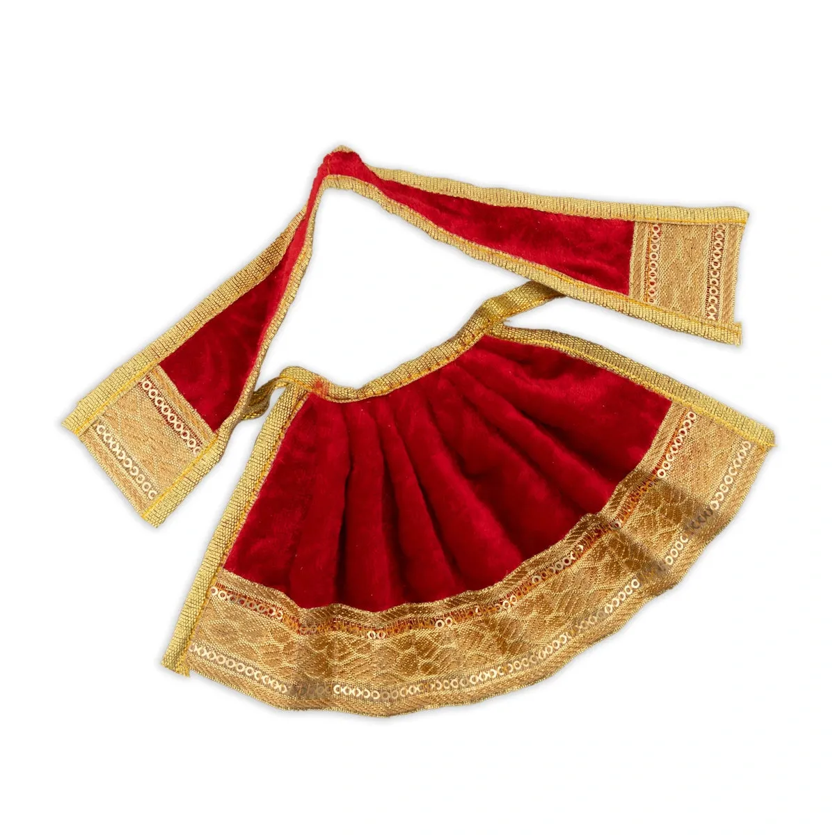 Amman Pavadai - 4 x 7 Inches | Velvet Mata Dress/ Lehenga Patka/ Golden Border Mata Poshak for Deity