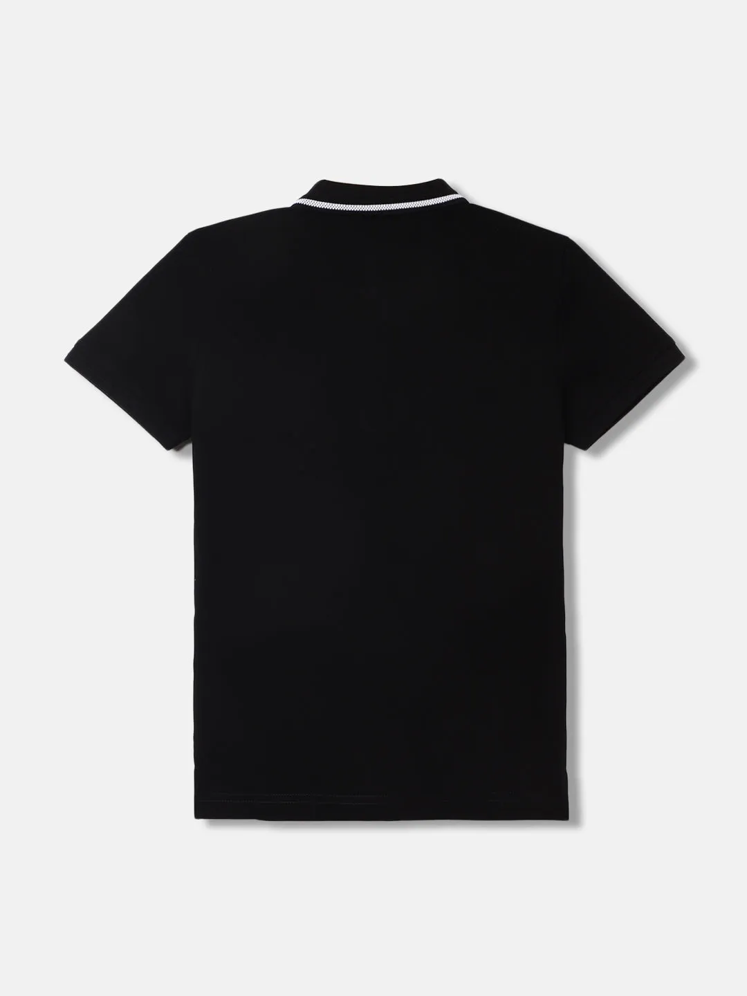 Antony Morato Boys Black Solid Polo Collar Short Sleeves T-Shirt