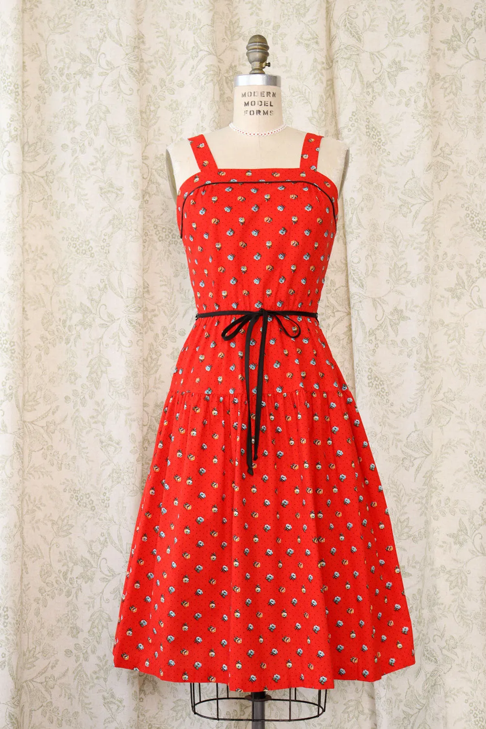 Apple Blossom Red Cotton Sundress M