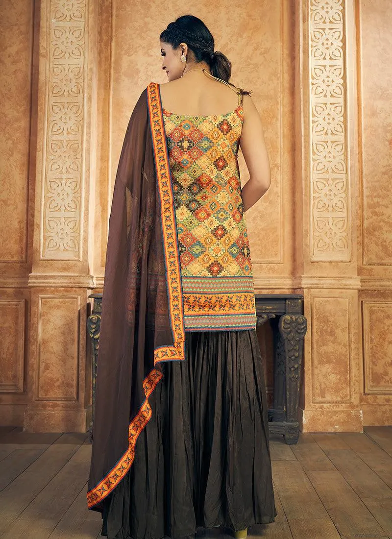 Art Silk Fabric Multi Color Sharara Salwar Suit With Dupatta