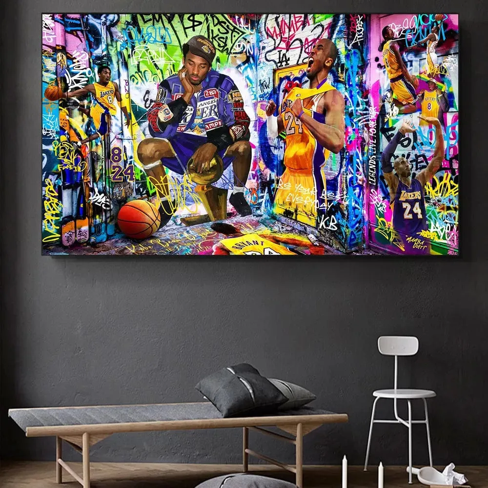 Basketball Stars Canvas Artwork Prints Kobe James Jordan Modern Wall Art