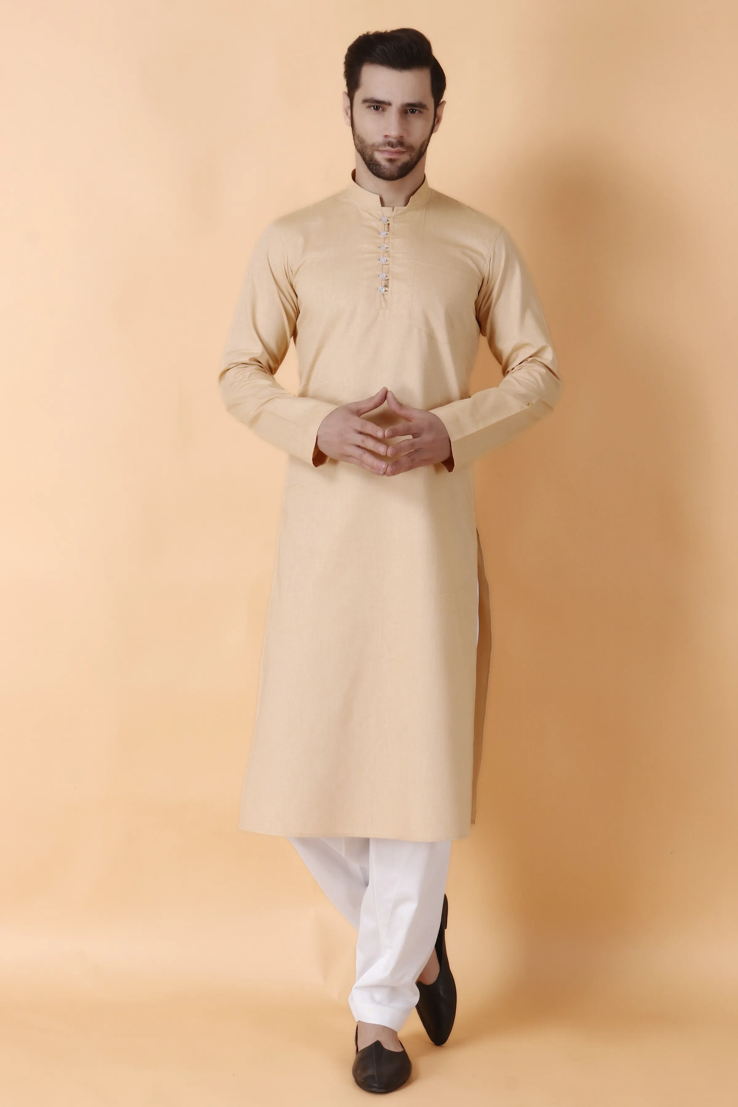 Beige Jam Cotton Kurta Pajama