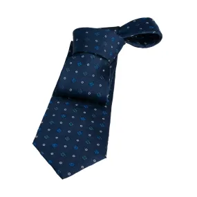 Bennington Foulard Silk Tie, Navy / Blue / Turquoise