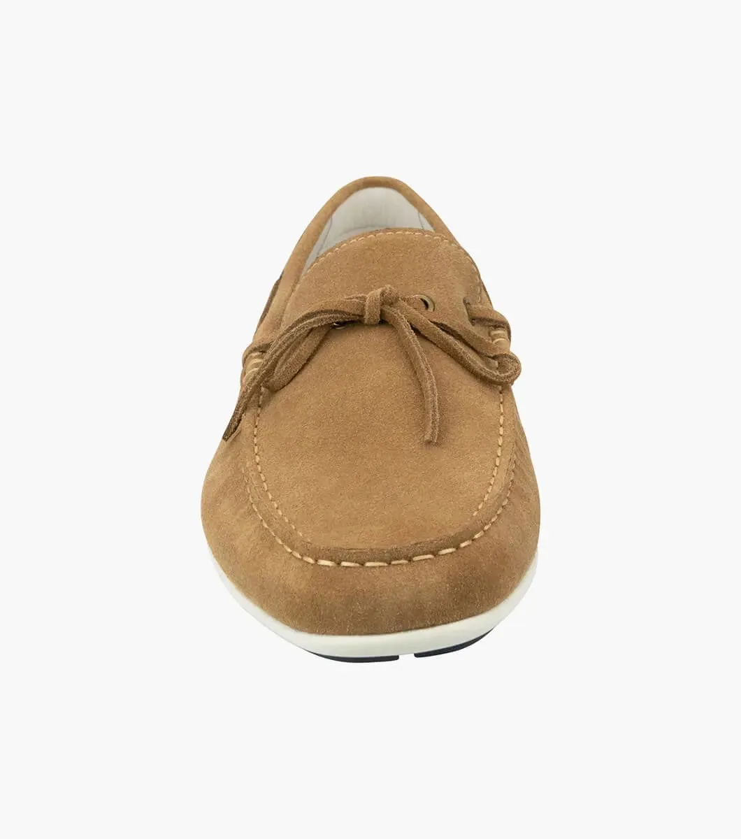 Bermuda Tie Moc Toe Boat Shoe - Tan Suede