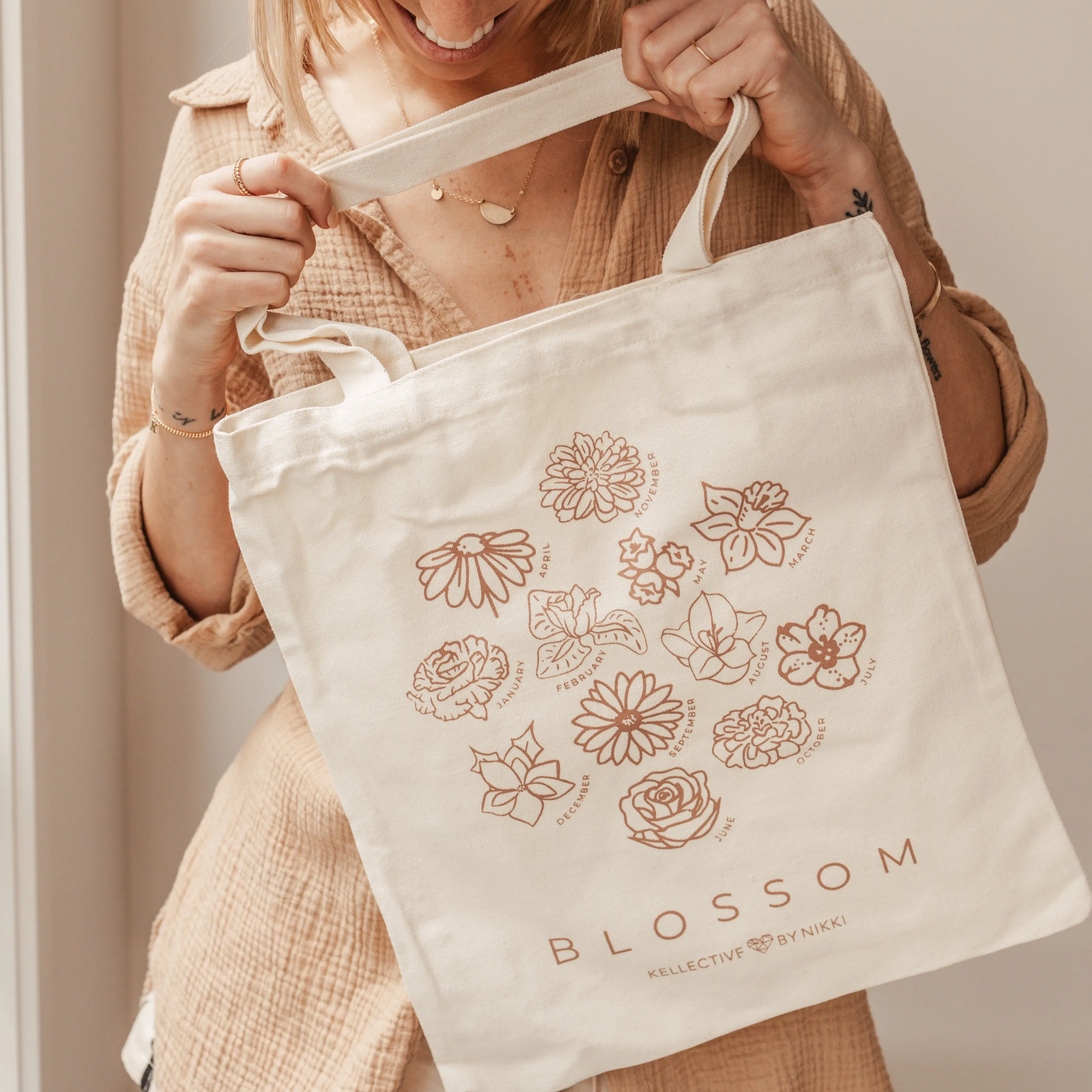 Birth Flower Tote Bag