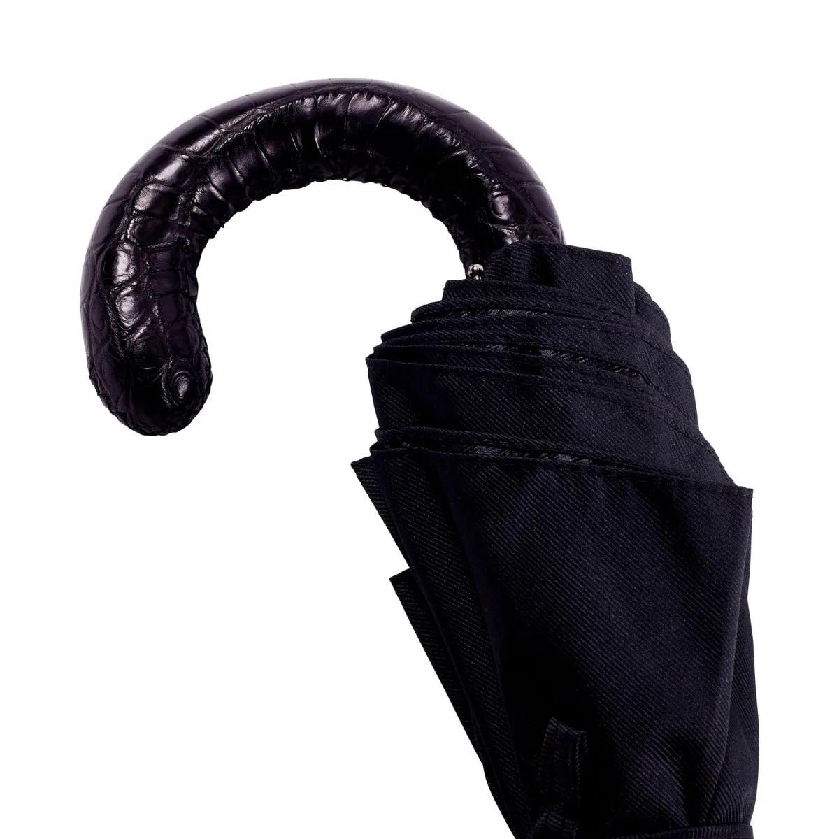 Black Alligator Travel Umbrella with Black Canopy