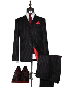 Black and White Pinstripe 3 Piece Suit