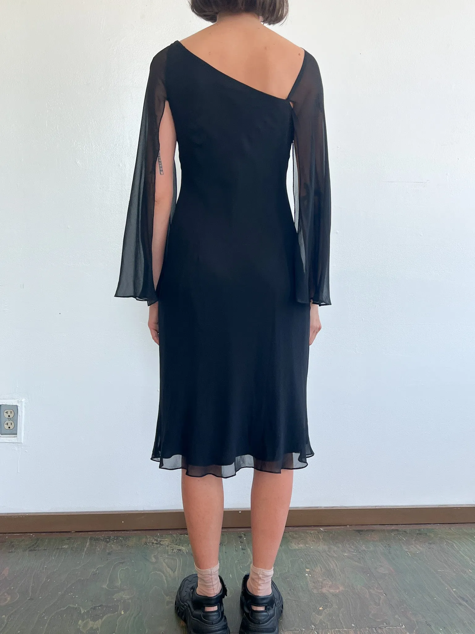 Black Silk Layered Dress (M)