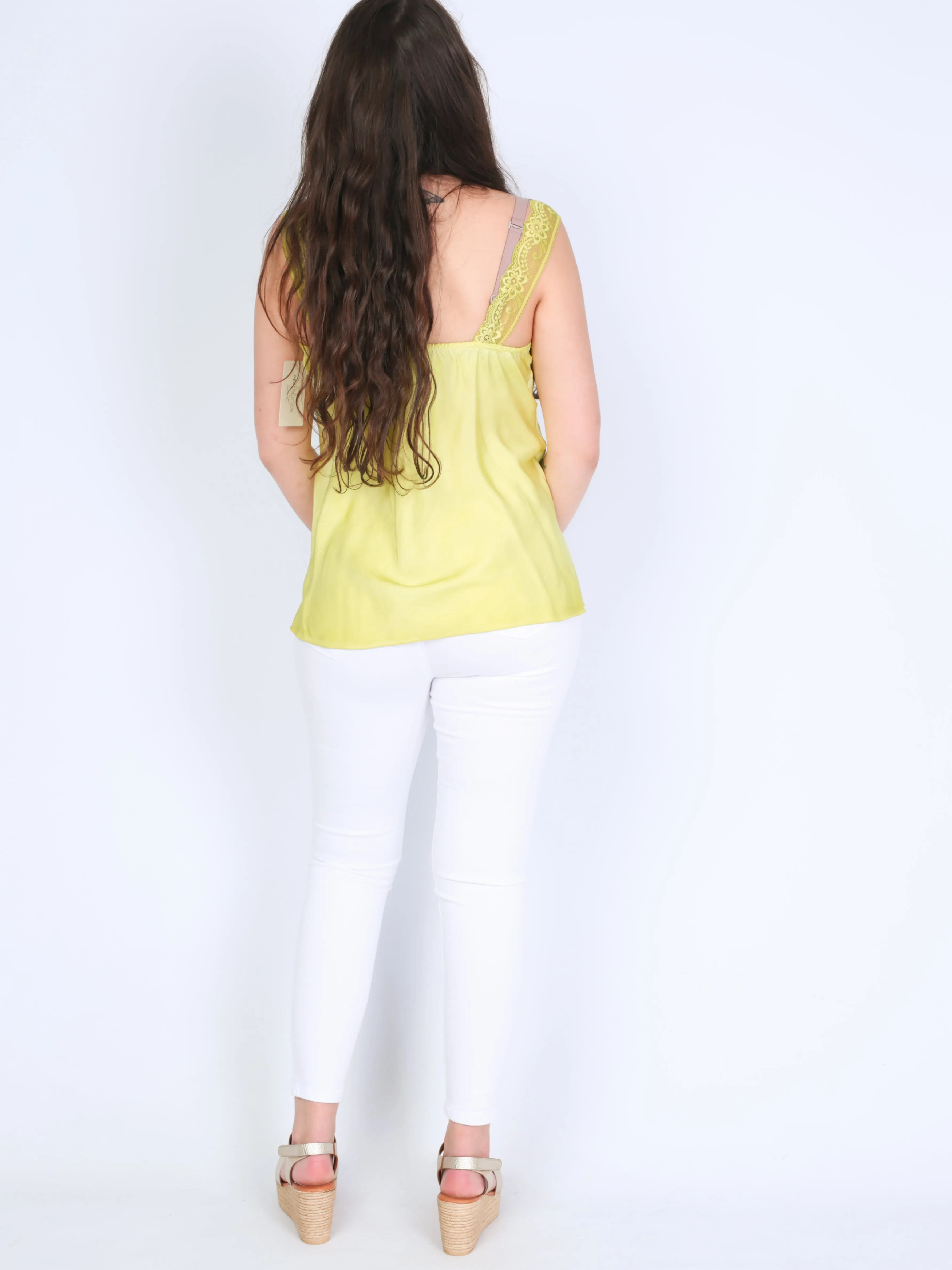 Blonde top m. Elastik Lime